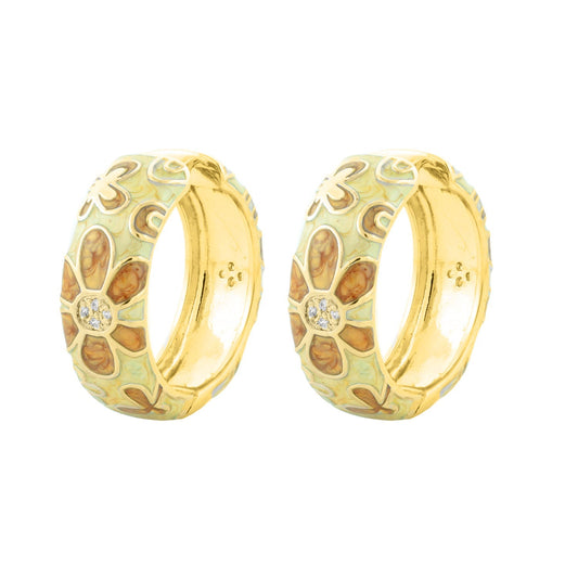 Butterfly Hoop Earrings pair by Lauren G Adams, gold-tone hoops with enamel floral inlays on Tampa Home & Garden Store