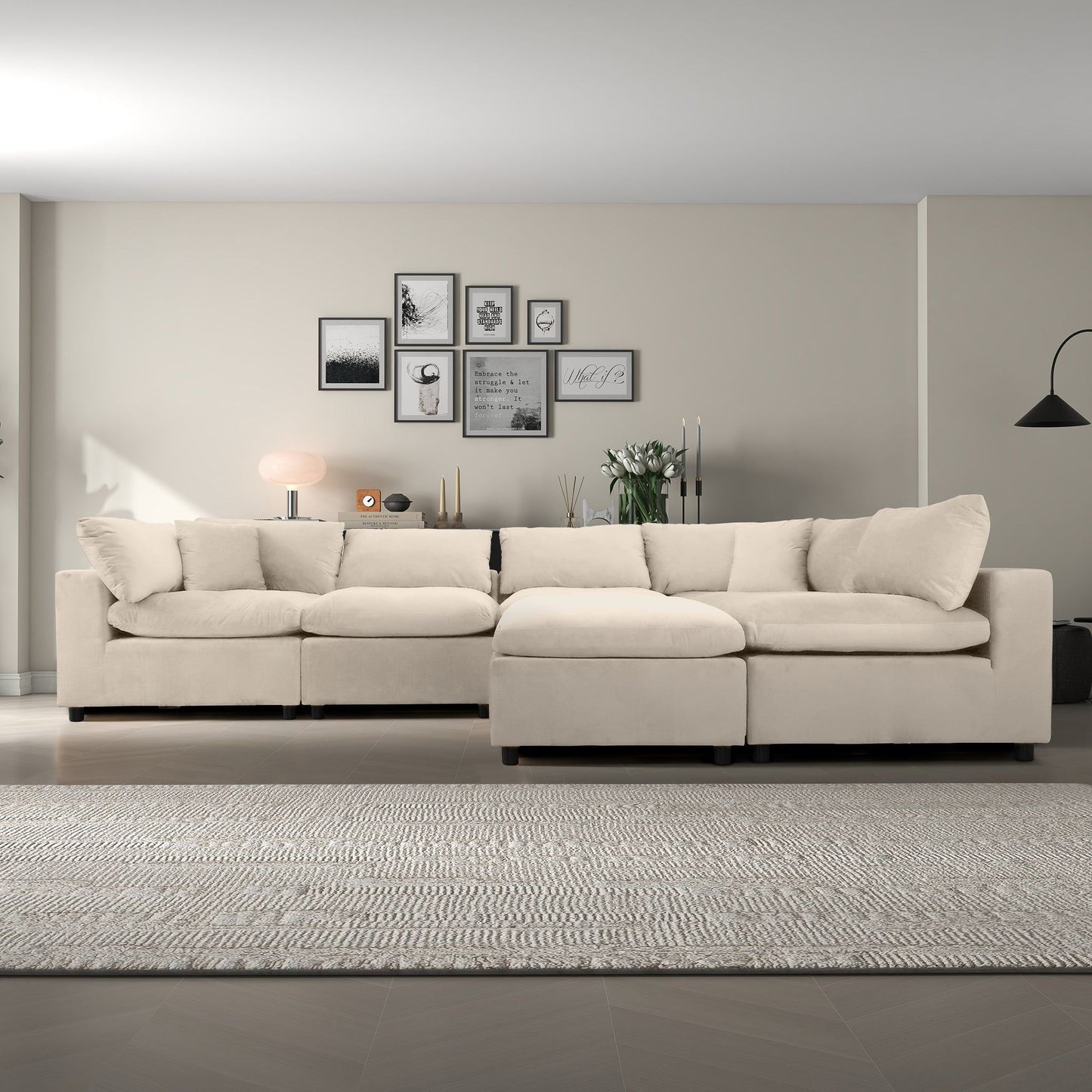 Hayward modular ivory sofa with plush cushions in a light living room with gallery wall on Tampa Home & Garden Store