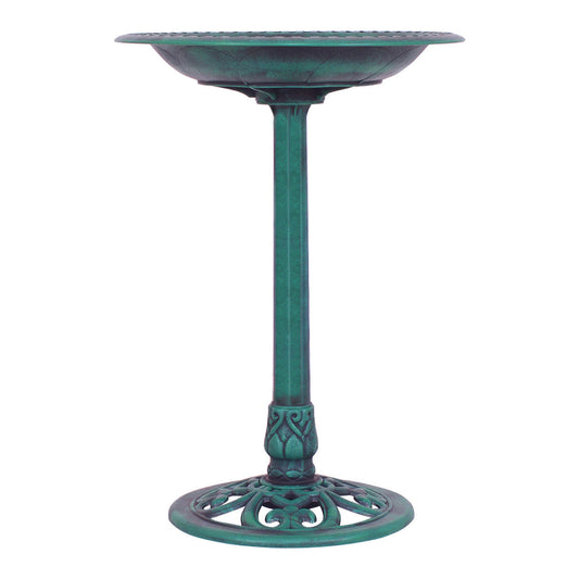 Outdoor Garden Green Pedestal Bird Bath Feeder
