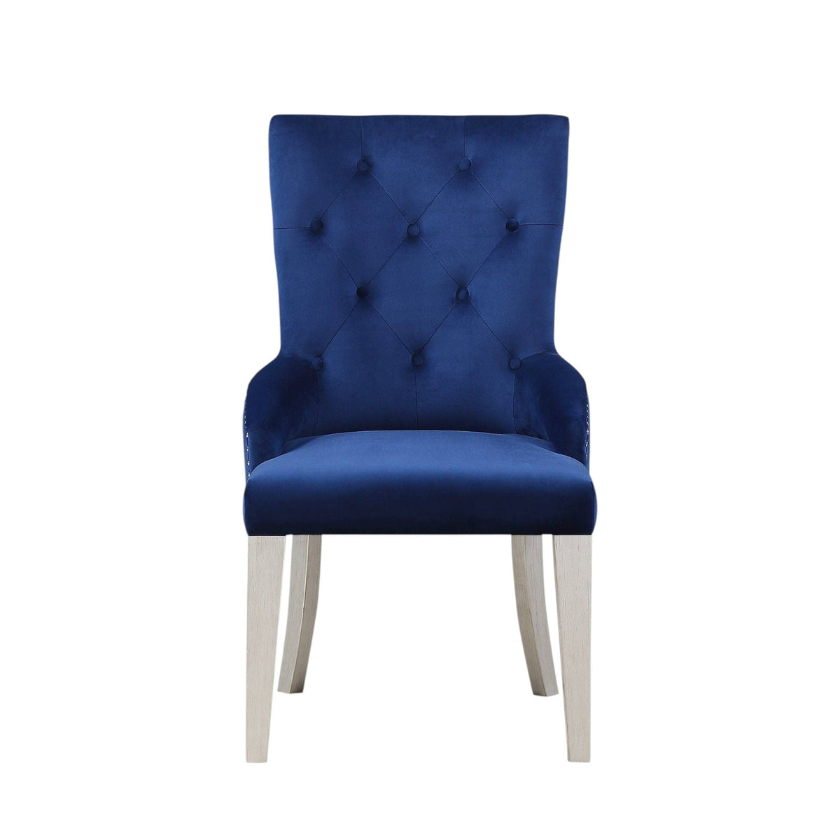 Blue Varian high-back side chair with tufted velvet upholstery by HouseOfZazla on Tampa Home & Garden Store