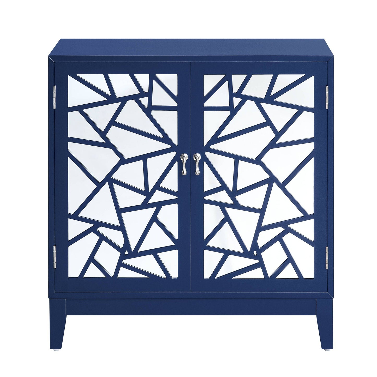 Einstein Console Cabinet Blue two-door with geometric mirrors, accent table by HouseOfZazla on Tampa Home & Garden Store