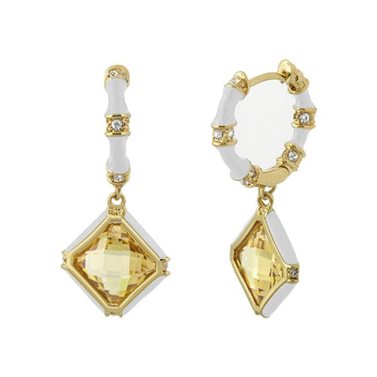 Prince Charming Earrings Enamel-Framed Cushion Drop gold-tone Lauren G Adams on Tampa Home & Garden Store