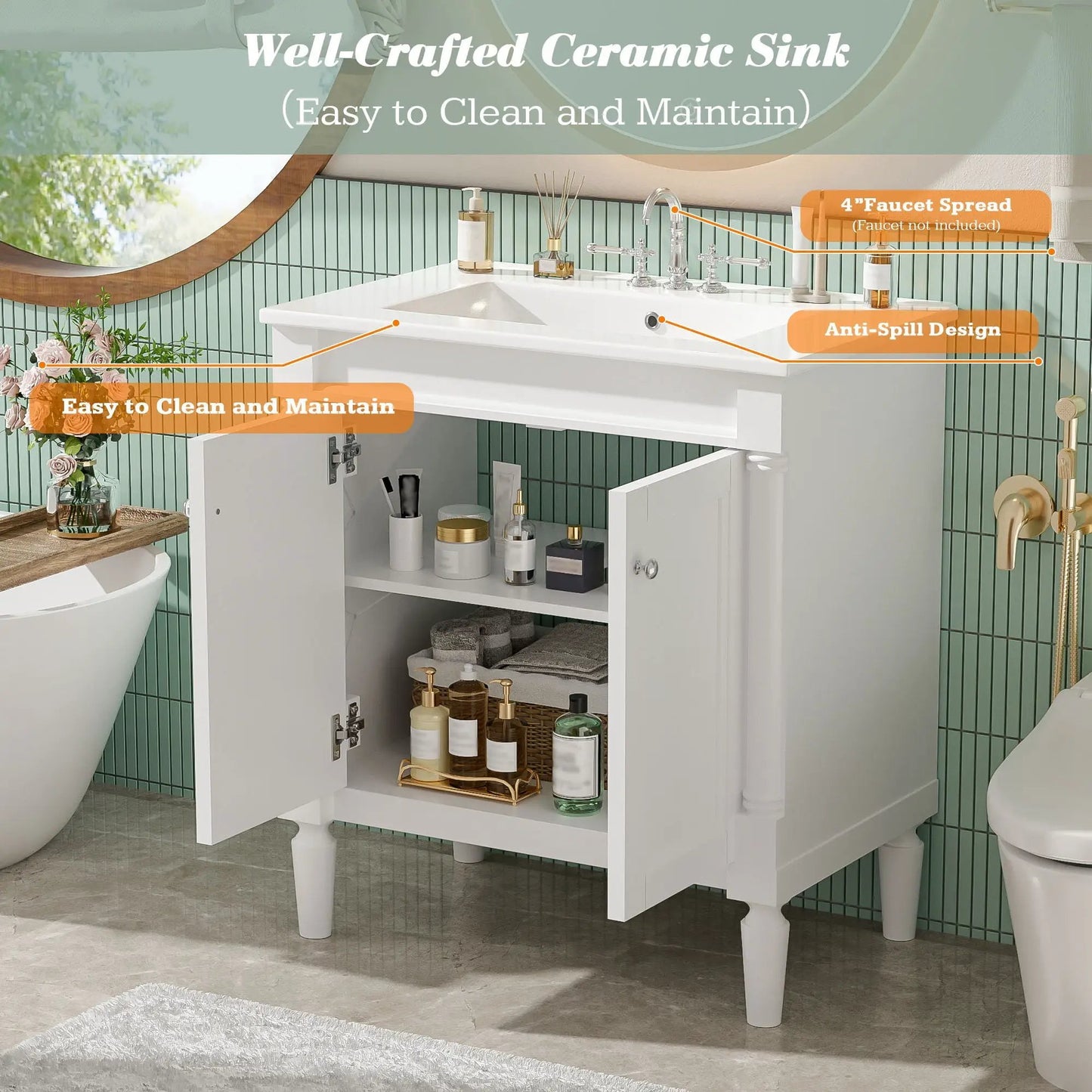 Bathroom Vanity Cabinet With Sink and Soft Close