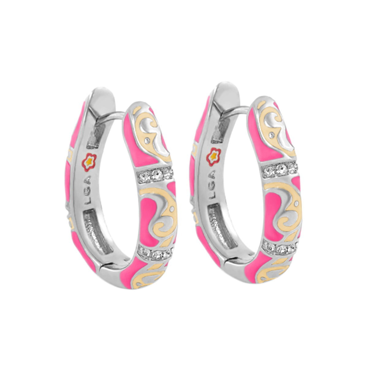 Stackable Desire Earrings Lauren G Adams pink enamel hoops with crystals on Tampa Home & Garden Store