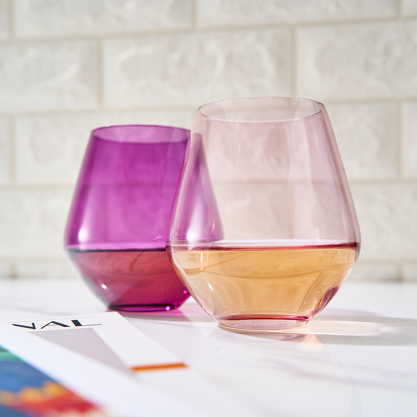Flora Modern Stemless Wine Glasses Set of Two
