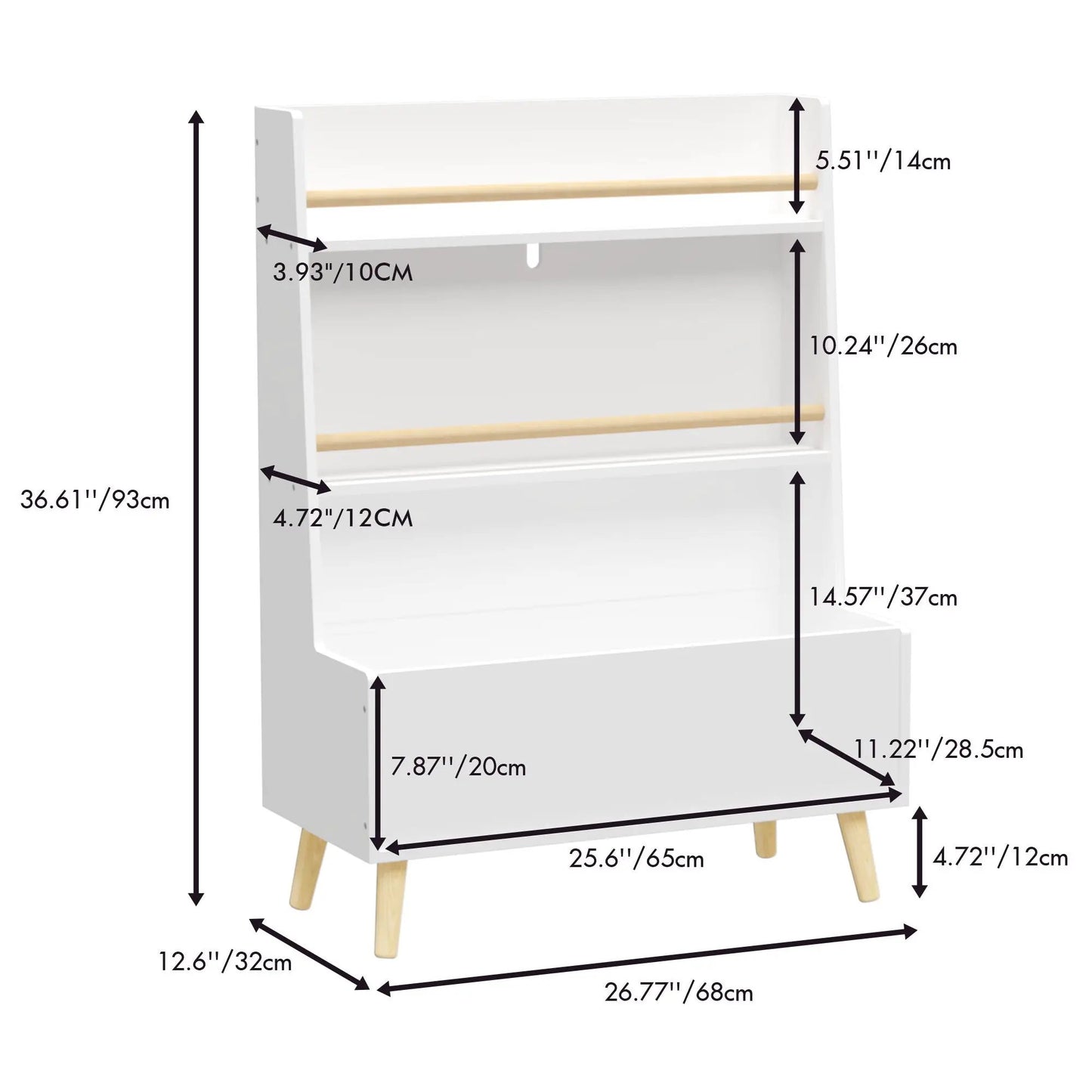 Bookshelf Book Organizer With Toy Storage - White, Unique Piece Furniture bookcase on Tampa Home & Garden Store
