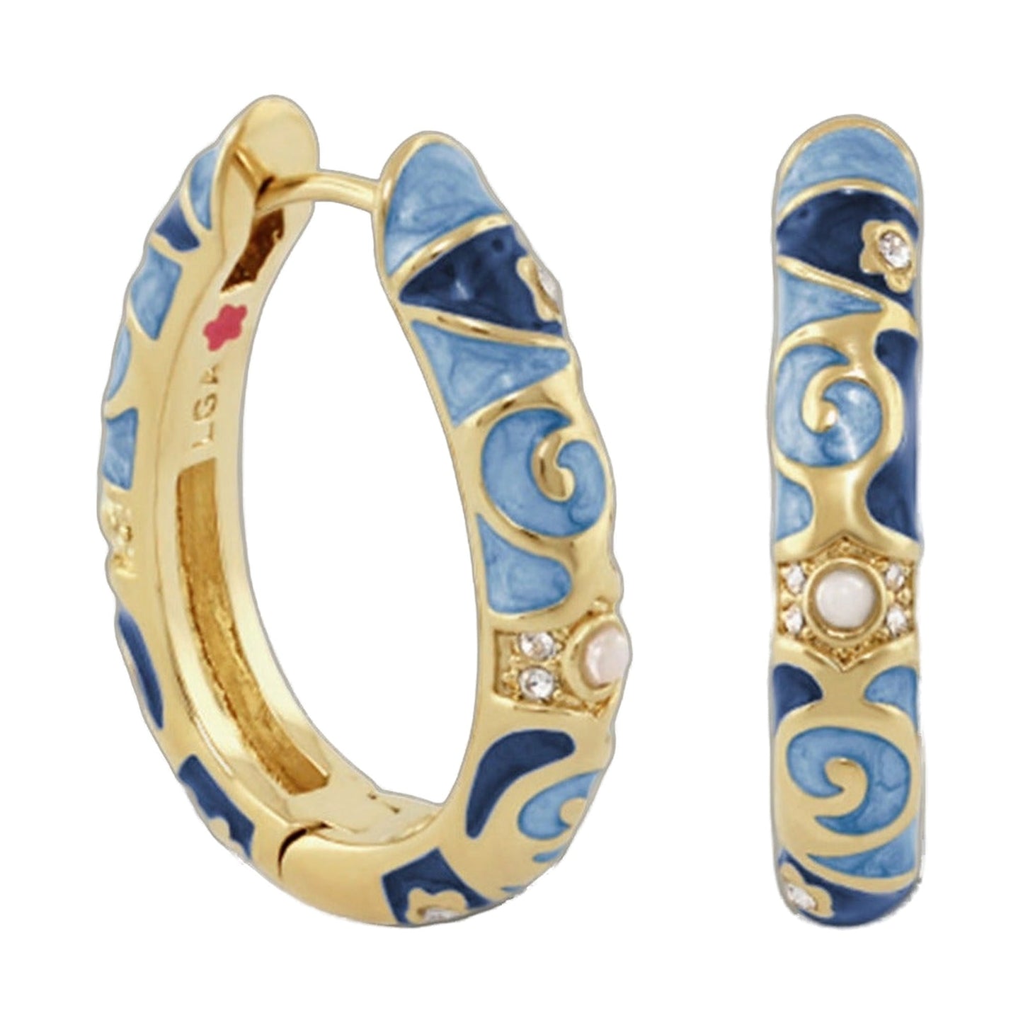 Stackable Fiesta Earrings set of 3 in blue enamel with gold-tone accents by Lauren G Adams on Tampa Home & Garden Store