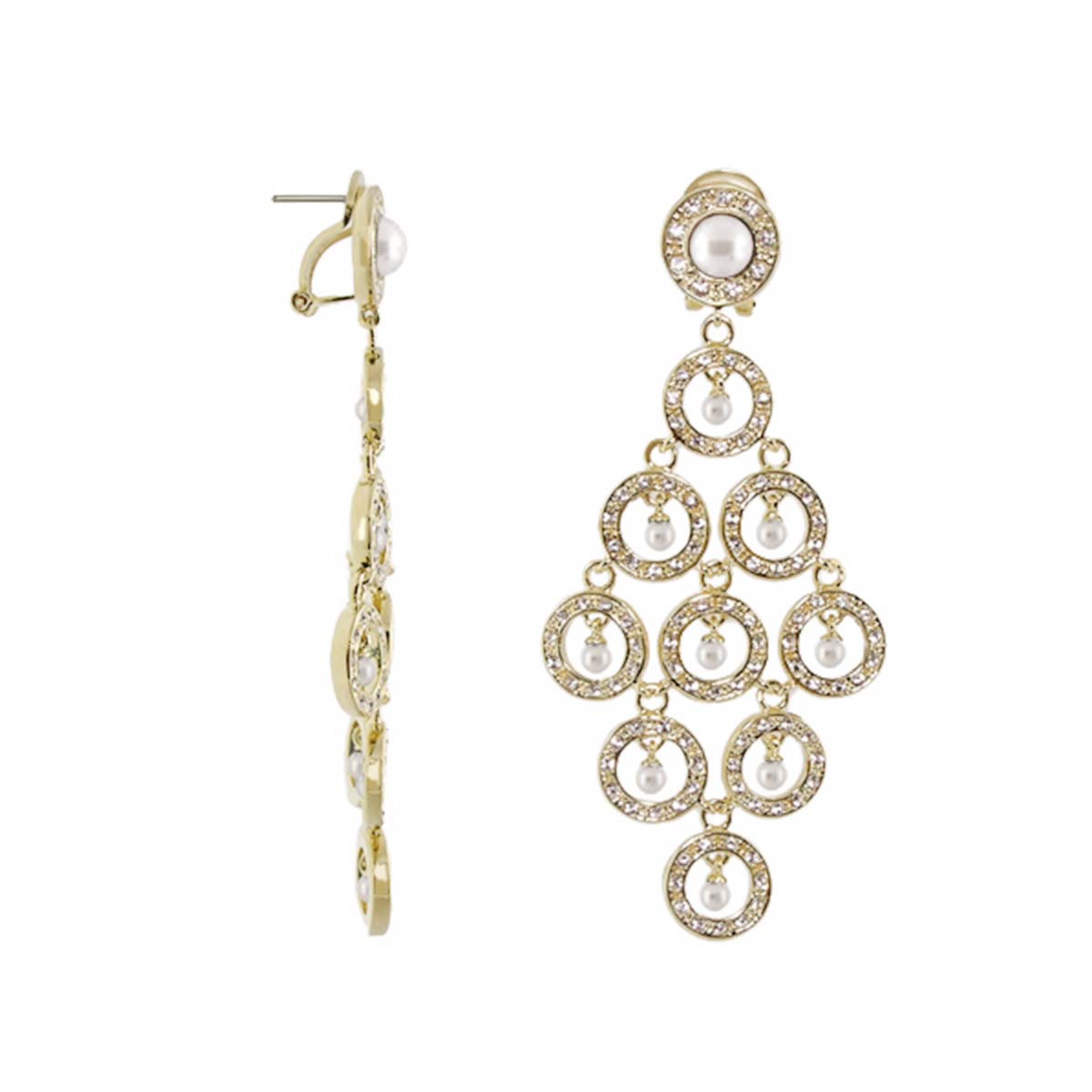 Chandelier earrings gold-tone with pearl accents and crystal hoops by Lauren G Adams on Tampa Home & Garden Store
