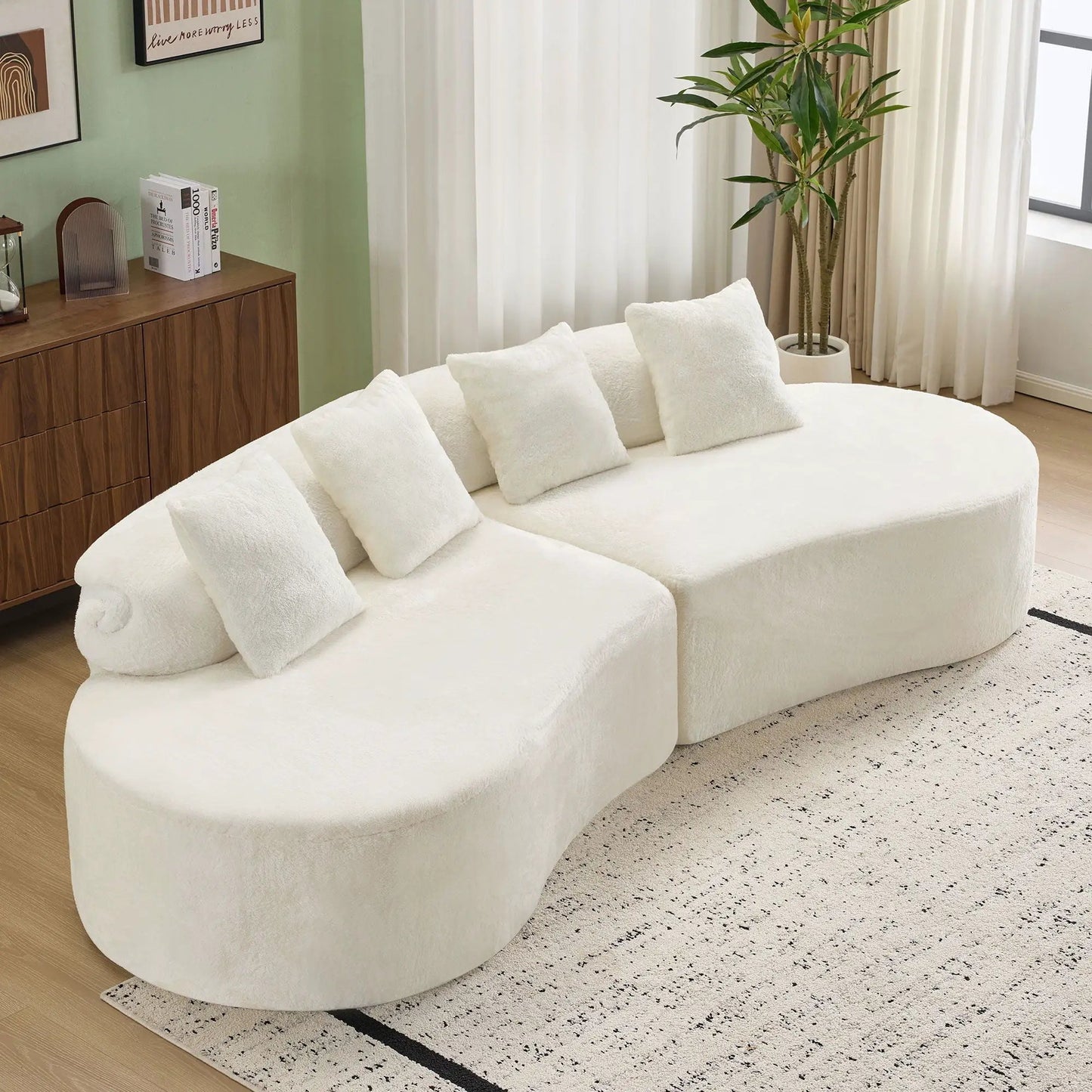 Modern Curved Sofa with Pillows for Living Room