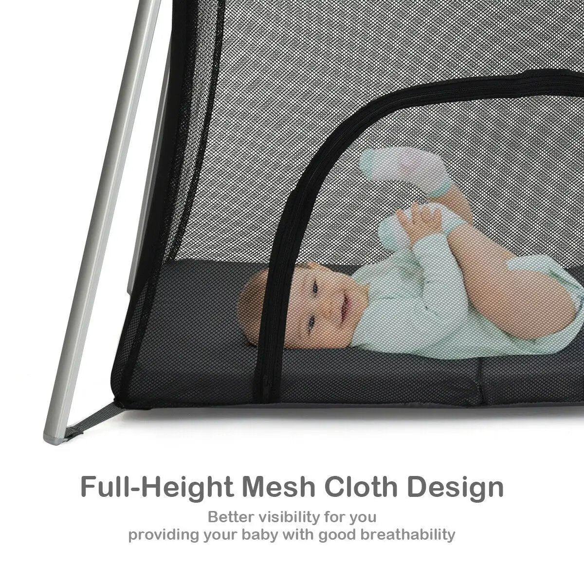 Lightweight Foldable Baby Playpen with Carry Bag by DirectDeals gray mesh on Tampa Home & Garden Store