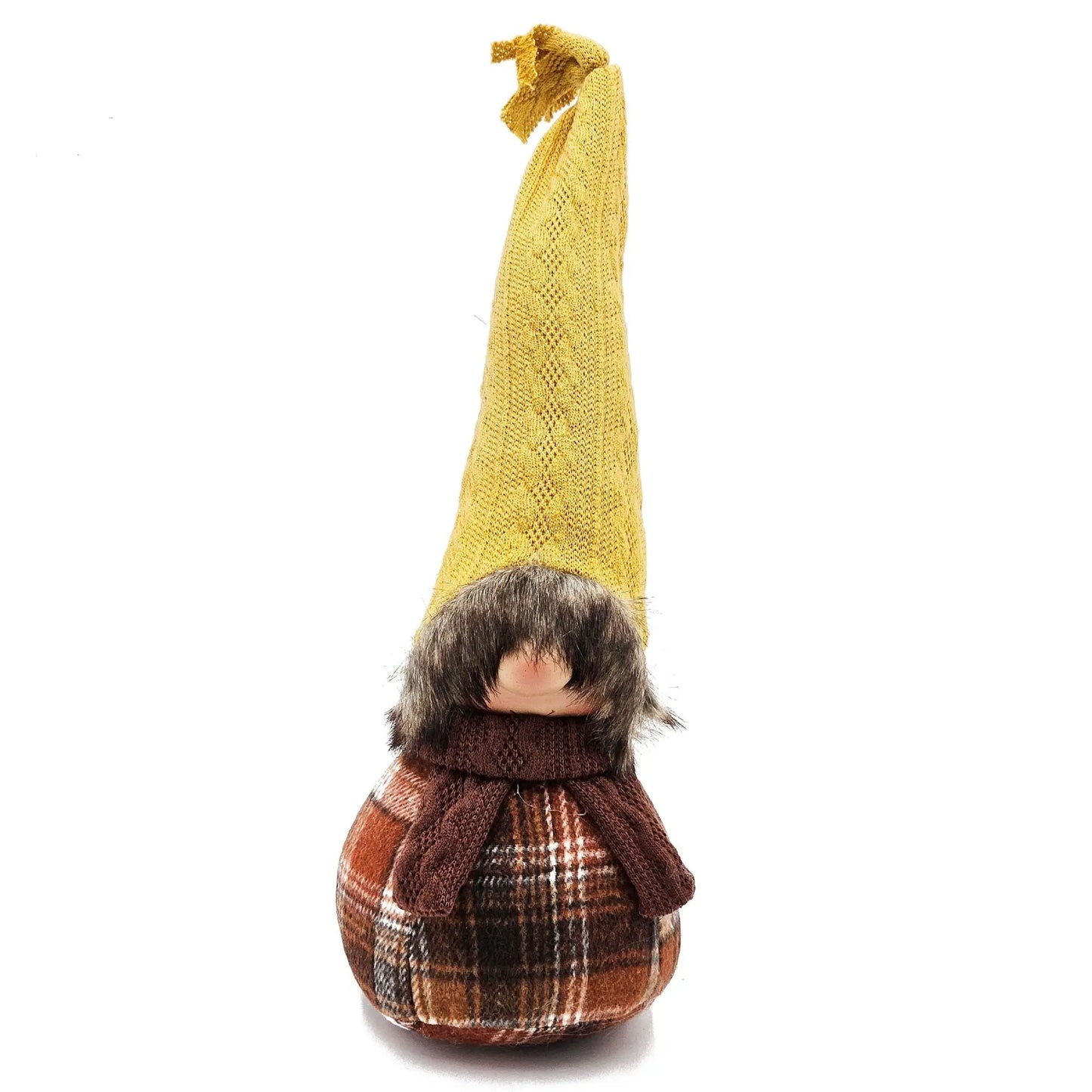 Gnomes decorations set of 2 for fall Thanksgiving table, brown and yellow knitted hats on Tampa Home & Garden Store