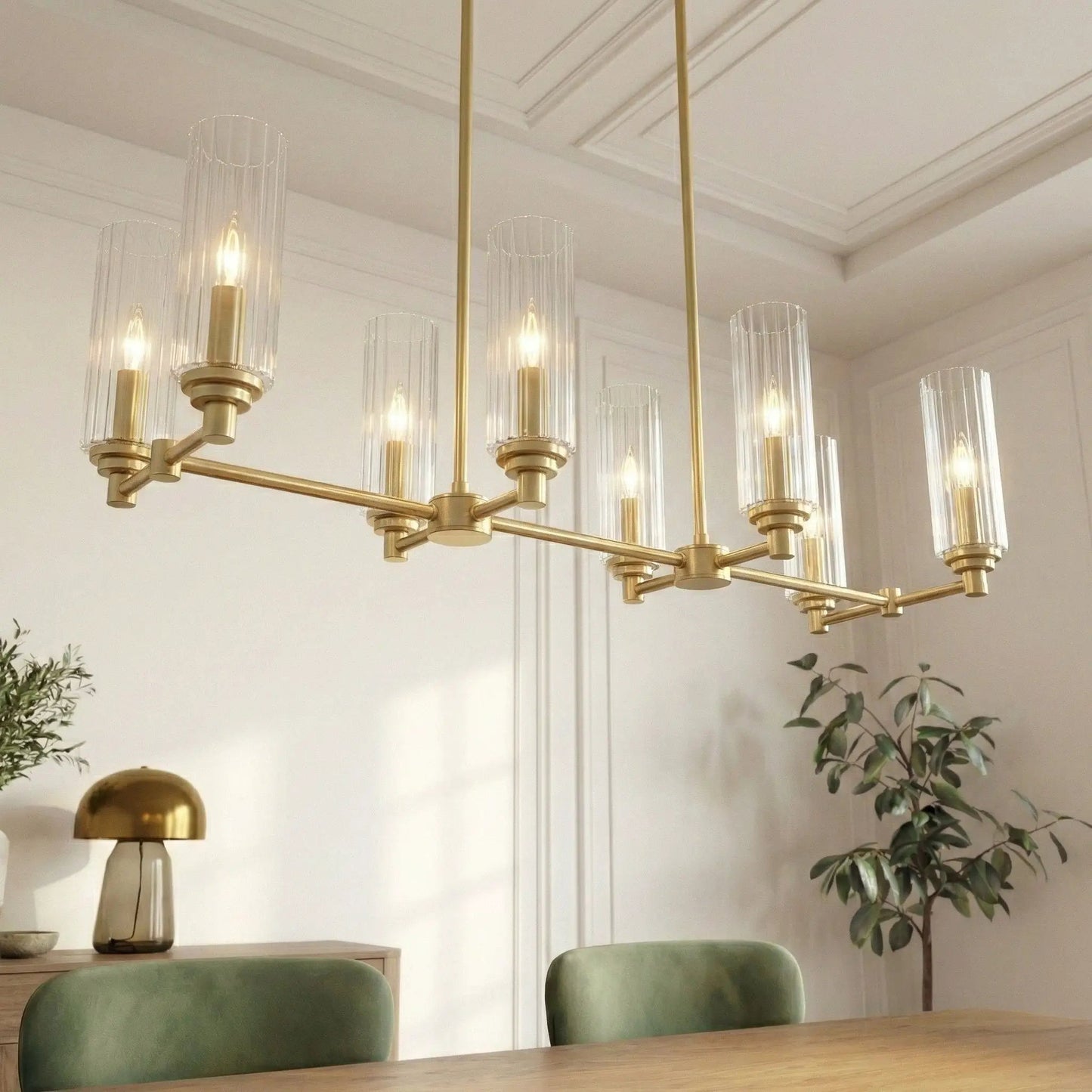 Willow Eight Lights Island Pendant in Satin Brass