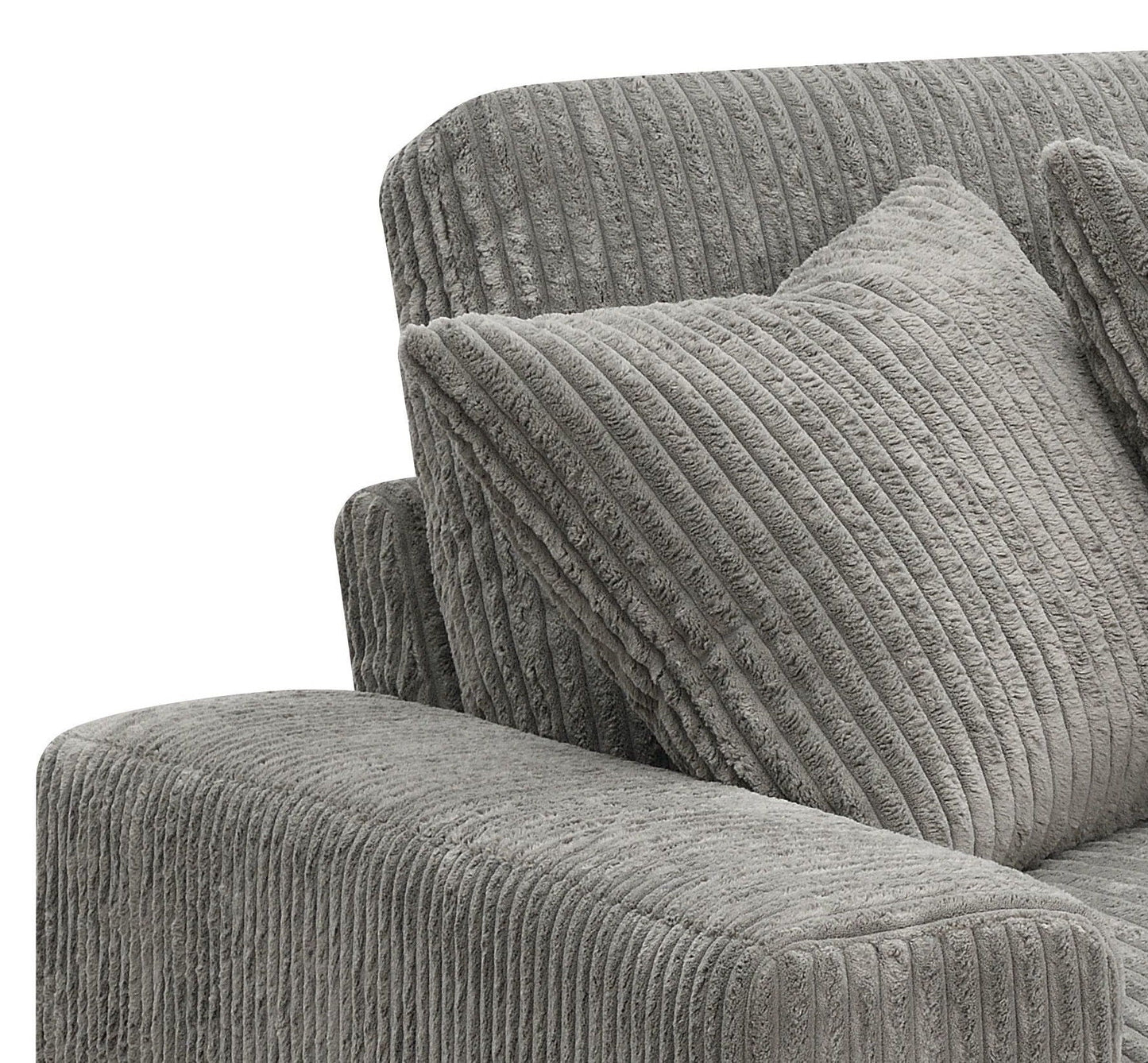 Tavia Reversible Sectional Sofa gray fabric upholstery close-up with ribbed texture on Tampa Home & Garden Store