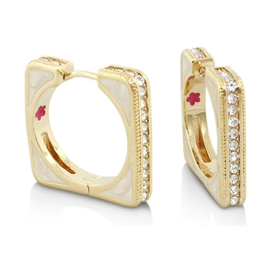 Sea Diamonds Earrings pair, gold-tone rectangular hoops with pavé diamonds, Lauren G Adams on Tampa Home & Garden Store