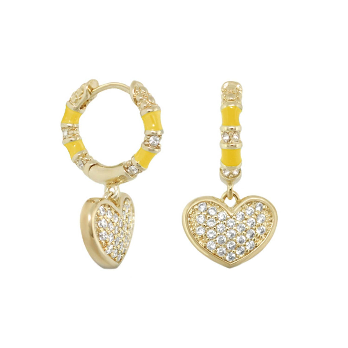 Charming 2 Earrings Pavé Heart Drop, yellow enamel and gold-tone heart charms by Lauren G Adams on Tampa Home & Garden Store
