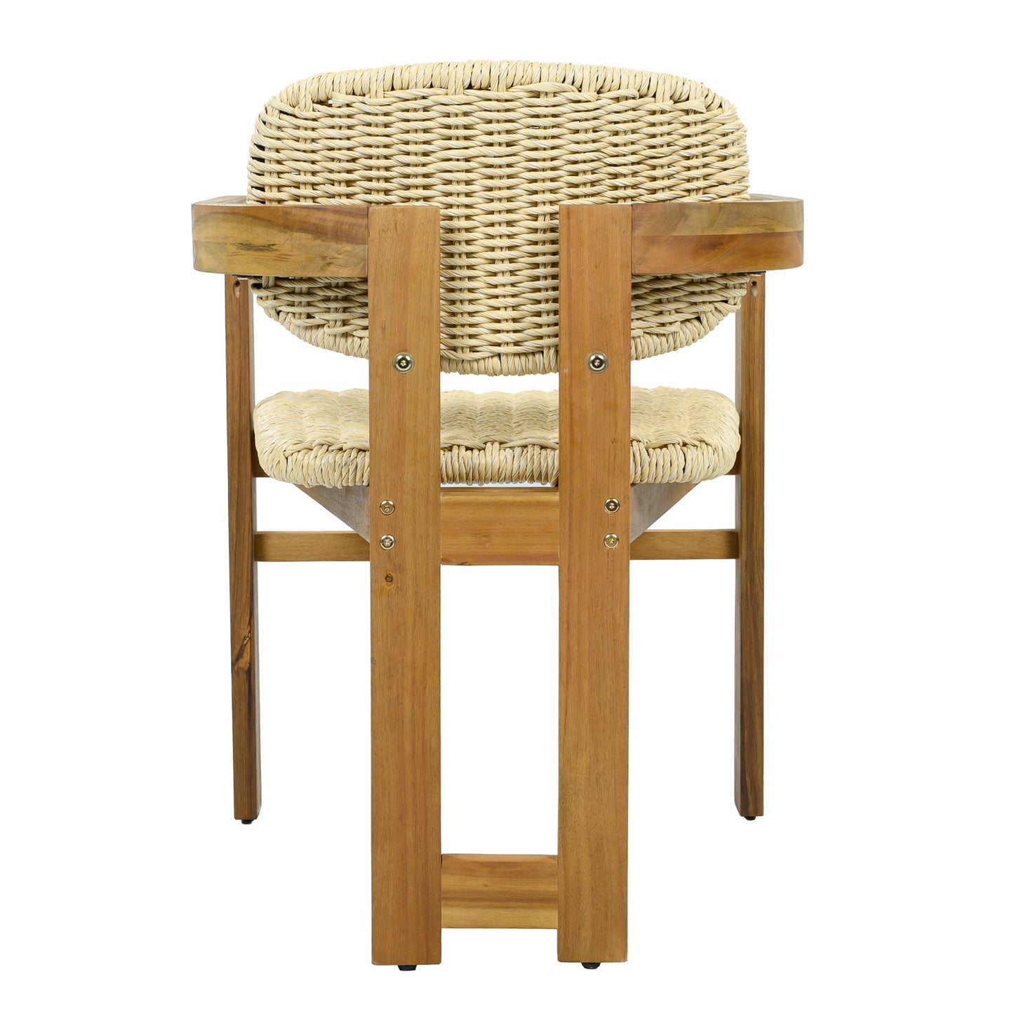 Outdoor accent armchairs set of 2 Natural Teak with woven rattan back by HouseOfZazla on Tampa Home & Garden Store