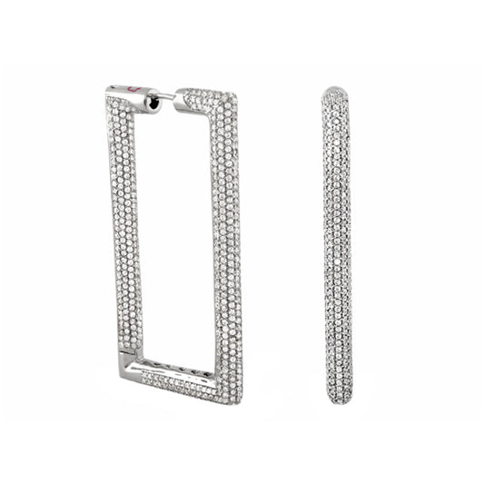 Shimmer and Glimmer Rectangle Earrings Lauren G Adams silver-tone pavรฉ crystal hoops and bar 2pc on Tampa Home & Garden Store