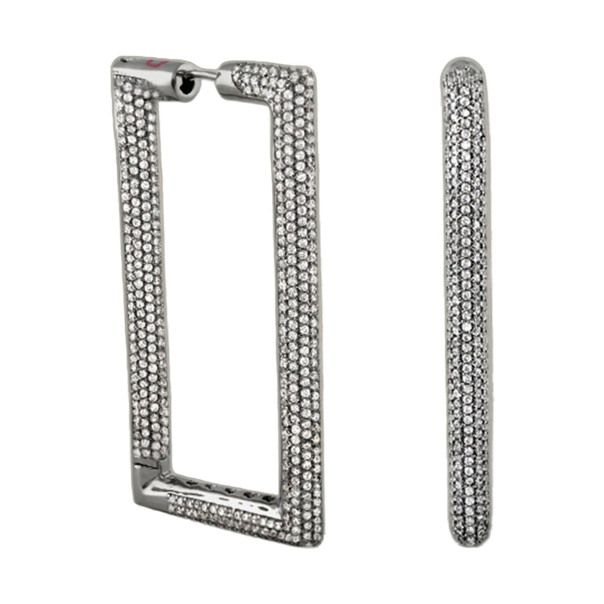 Shimmer and Glimmer Rectangle Earrings by Lauren G Adams, silver-tone pave crystals, set of 3 on Tampa Home & Garden Store