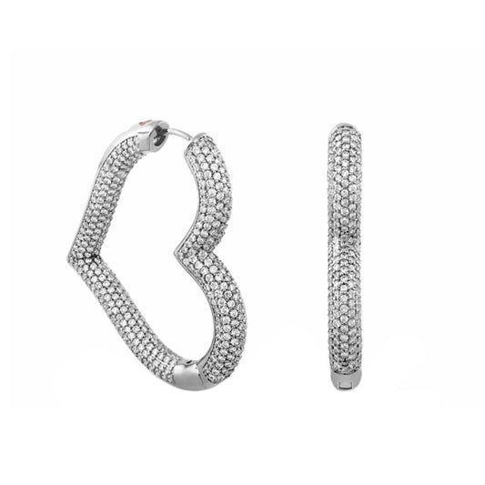 Shimmer and Glimmer Earrings, Lauren G Adams crystal pave hoops, silver-tone pair on Tampa Home & Garden Store