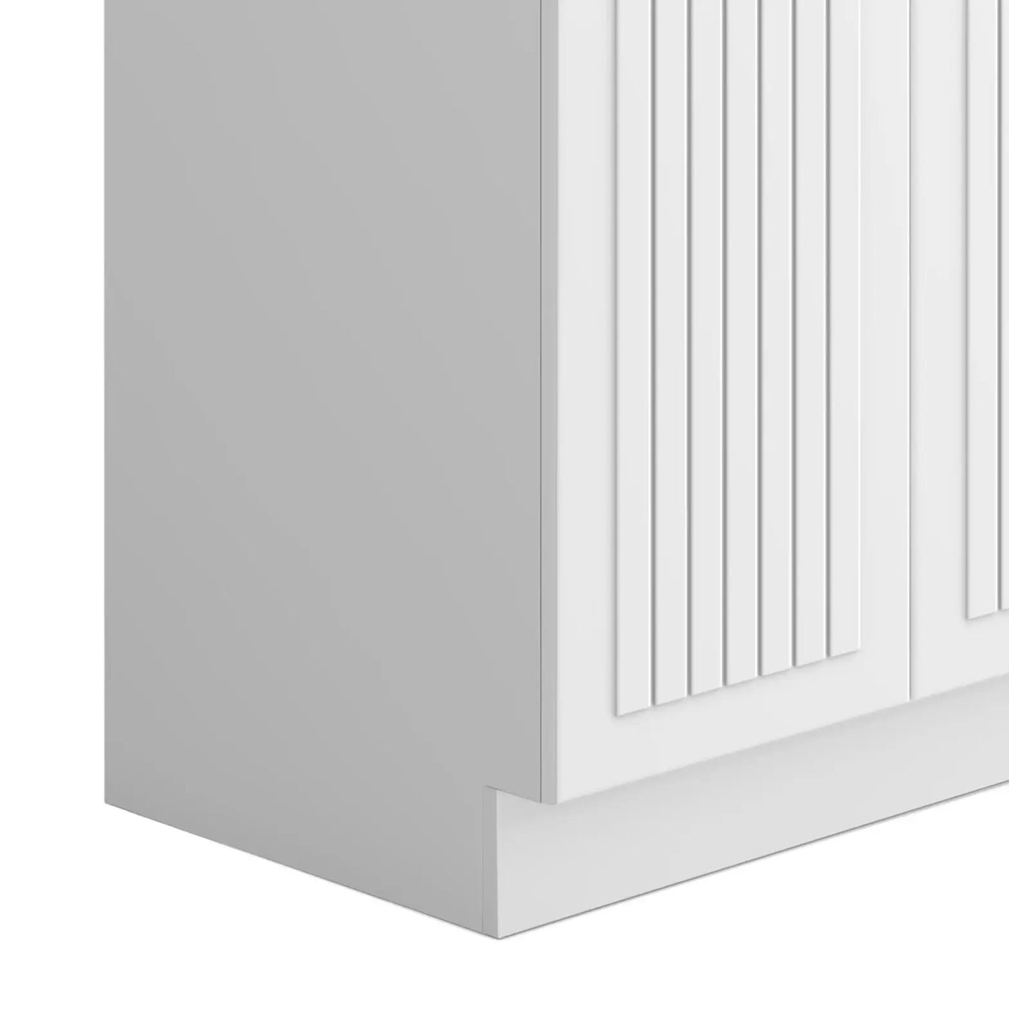 Murphy laundry cabinet vanity in white with vertical slatted doors by Unique Piece Furniture on Tampa Home & Garden Store