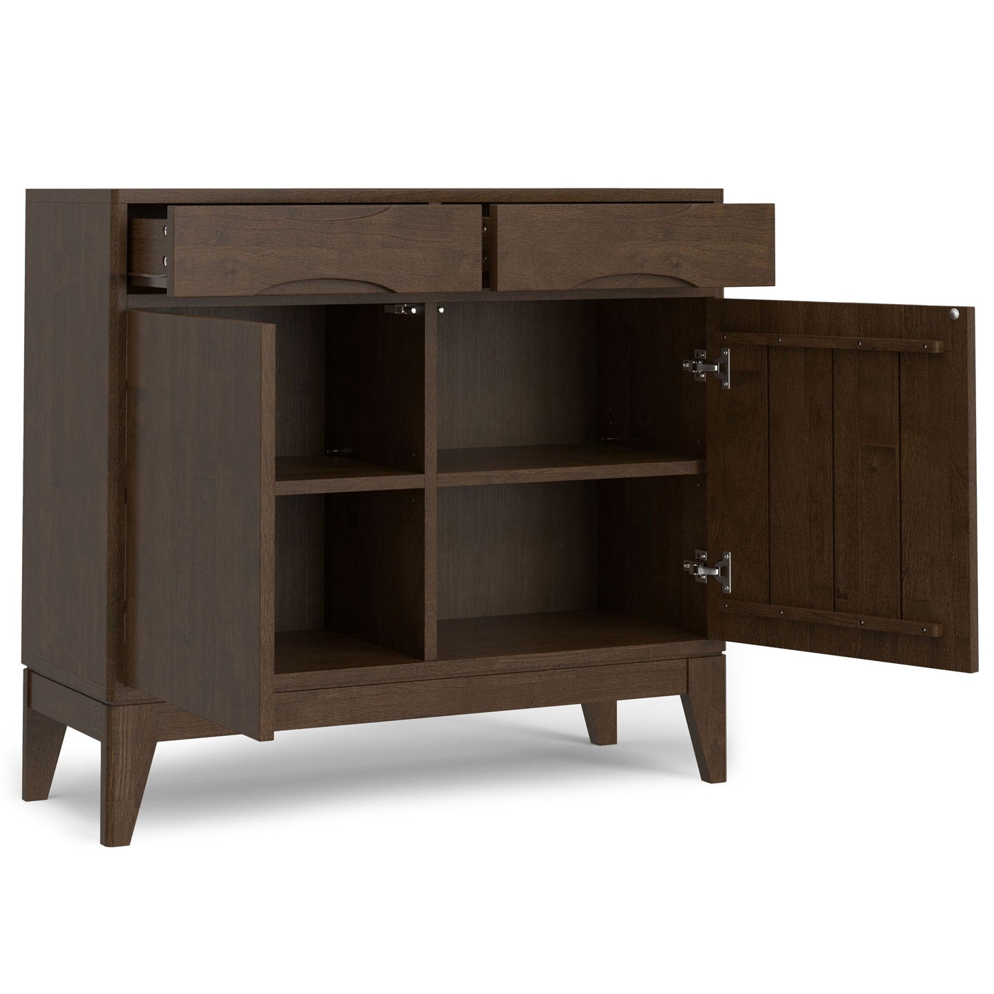 Harper walnut brown entryway storage cabinet with upper drawers and lower doors HouseOfZazla on Tampa Home & Garden Store
