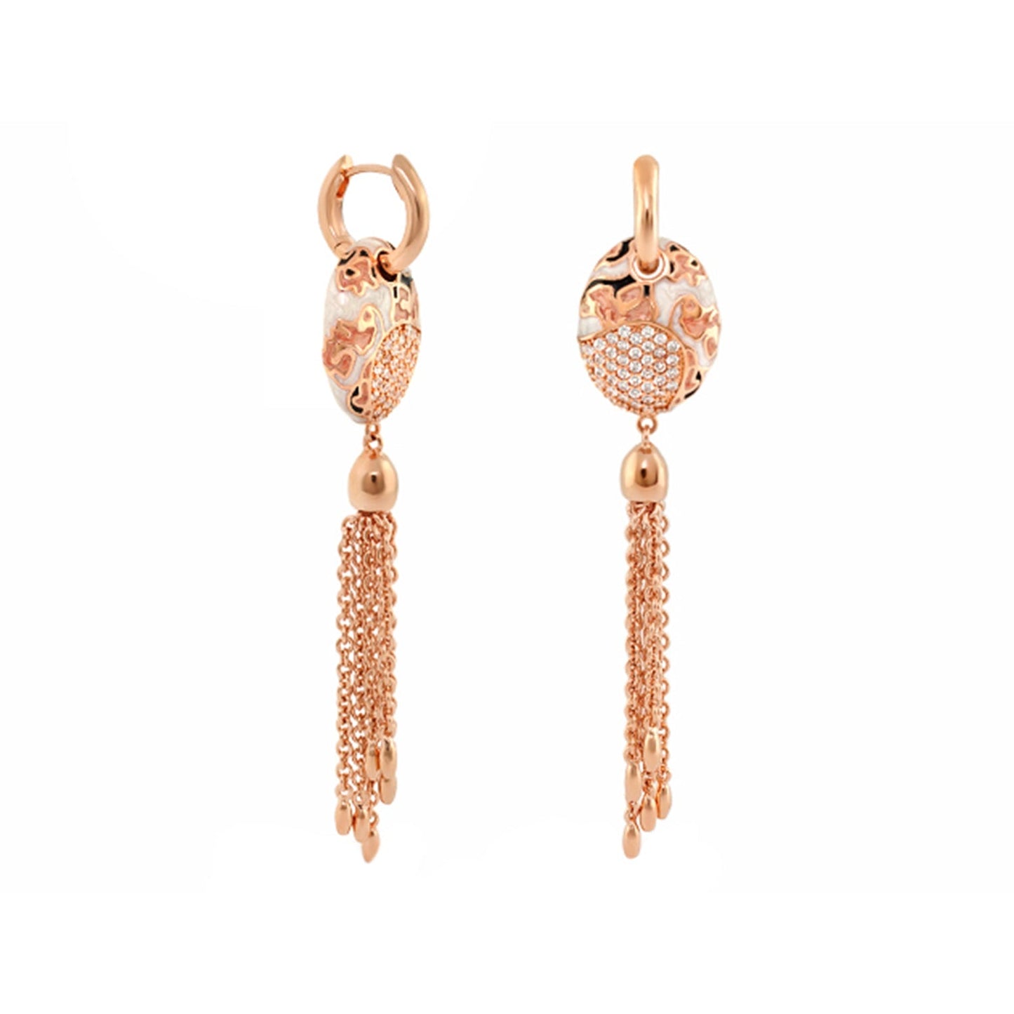 Fab Earrings chandelier by Lauren G Adams in rose gold-tone with filigree top and pavé crystal tassels on Tampa Home & Garden Store
