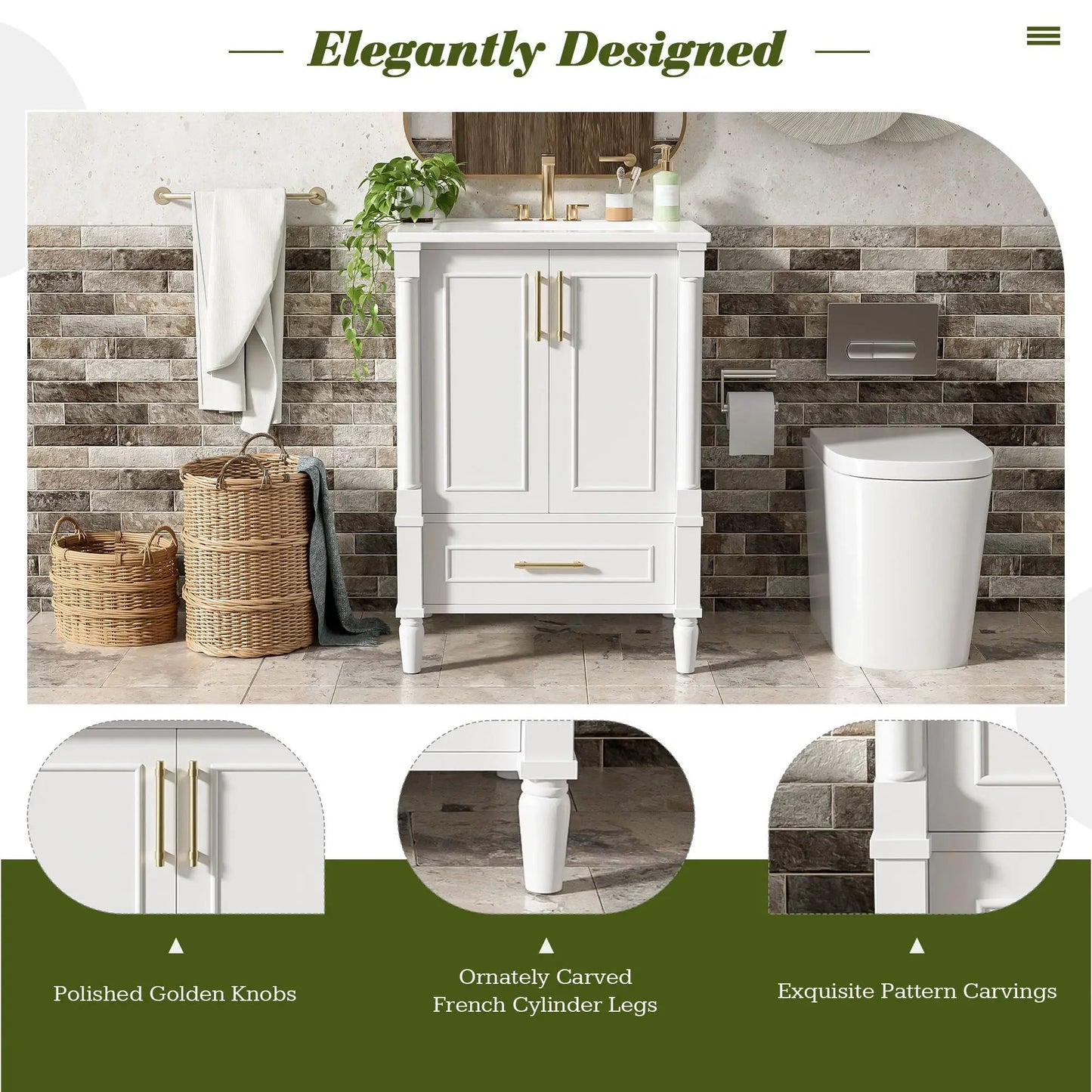 Bathroom Vanity With Ornate French Cylinder Legs