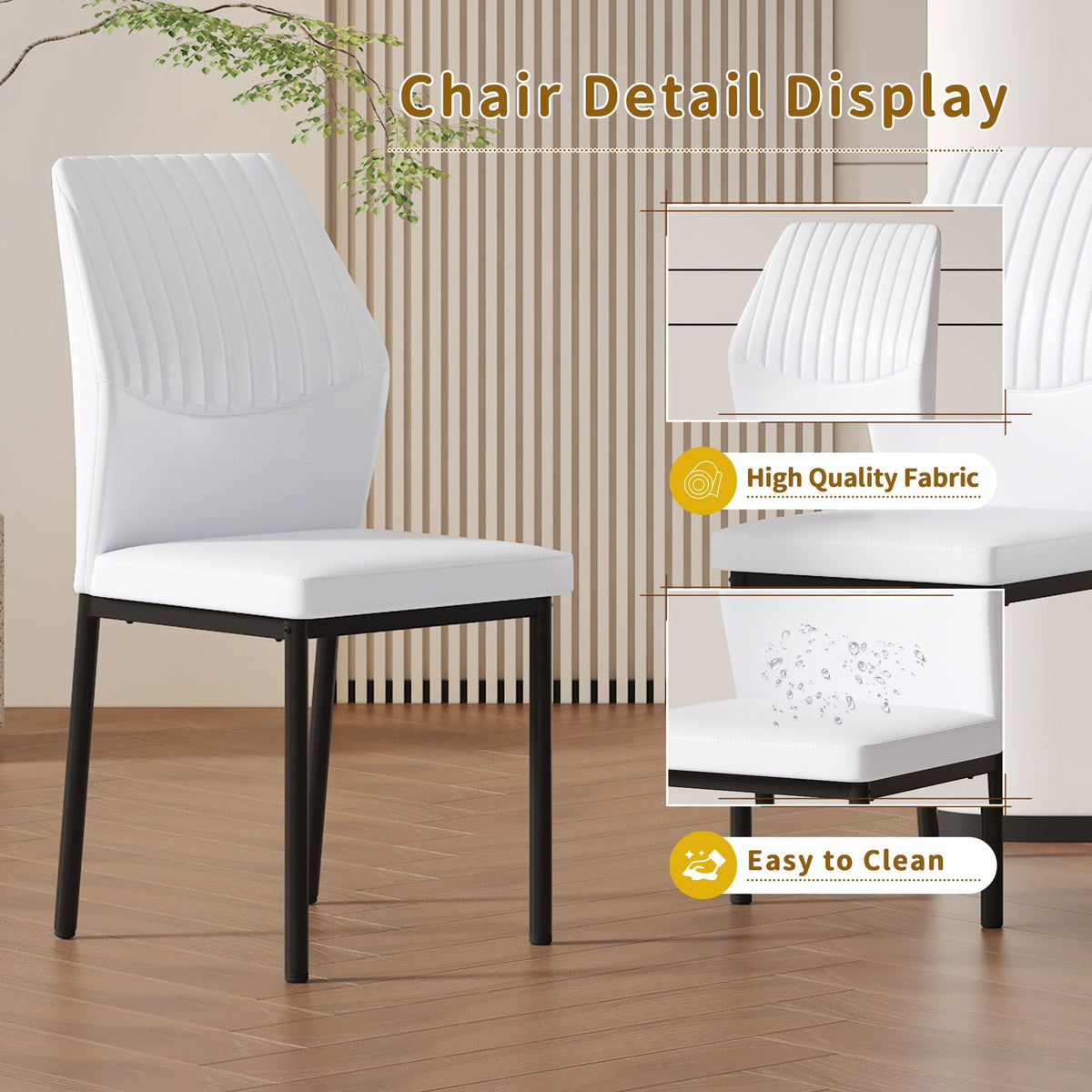 Ergonomic Simple Chair With Metal Leg pair in white fabric, black legs, kids set on Tampa Home & Garden Store