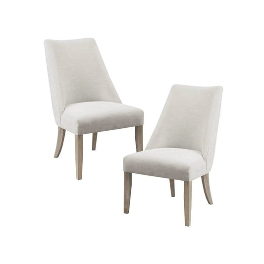 Comfortable Upholstered dining chairs set of 2 cream fabric with wooden legs on Tampa Home & Garden Store