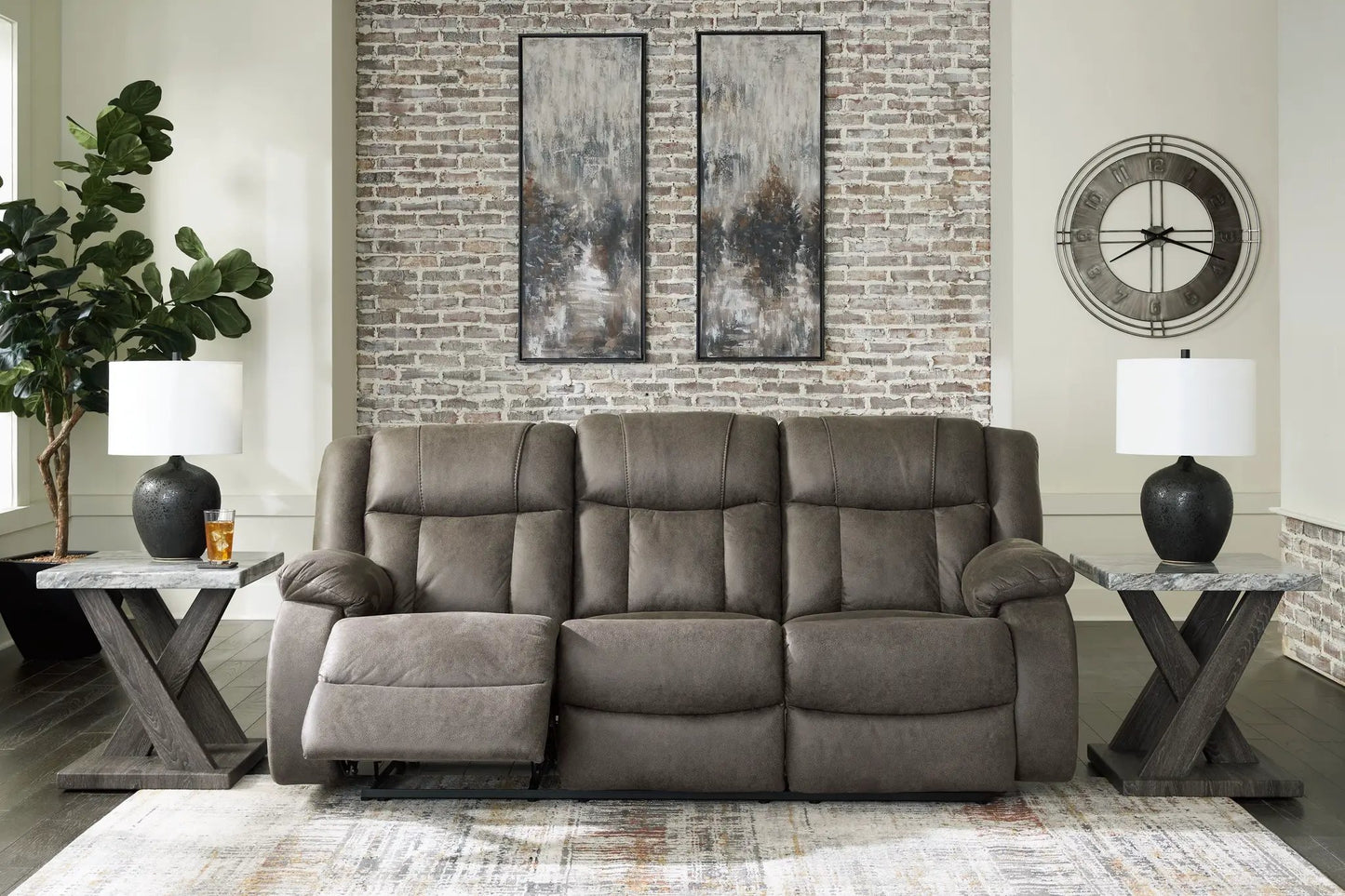 First Base reclining sofa gunmetal gray by Unique Piece Furniture on Tampa Home & Garden Store