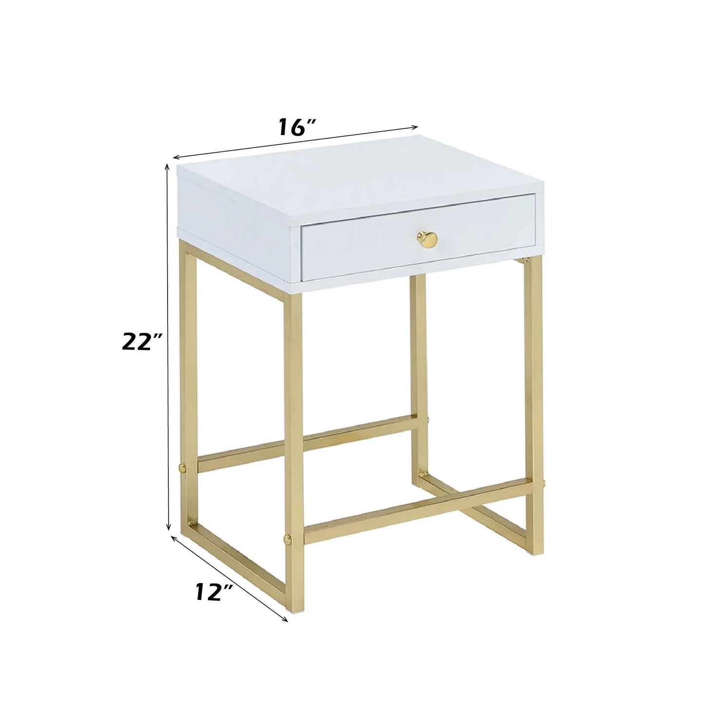 Coleen Accent Table by Unique Piece Furniture, white finish with gold legs on Tampa Home & Garden Store