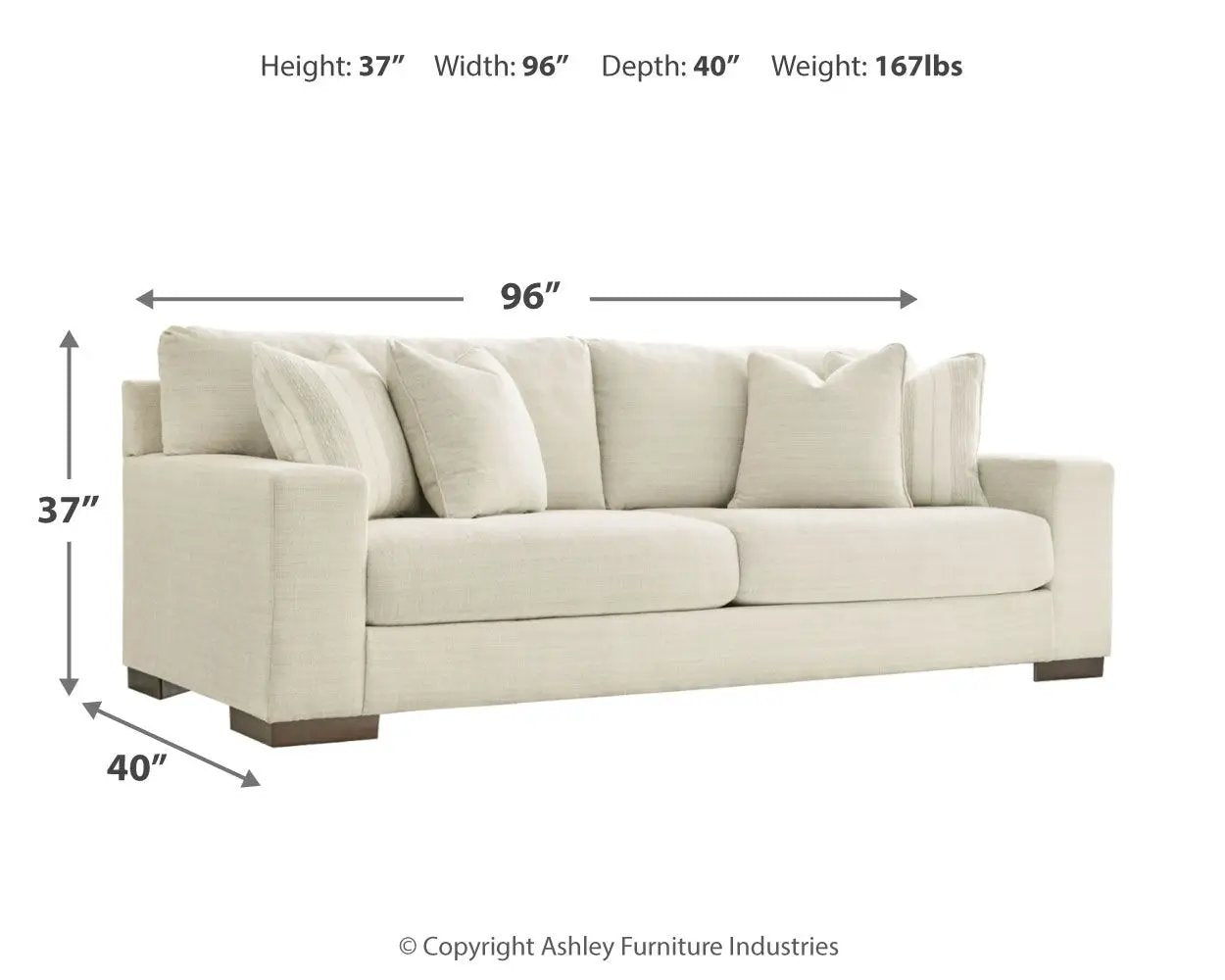 Maggie Sofa by Unique Piece Furniture in beige fabric, stationary 96-inch wide couch on Tampa Home & Garden Store