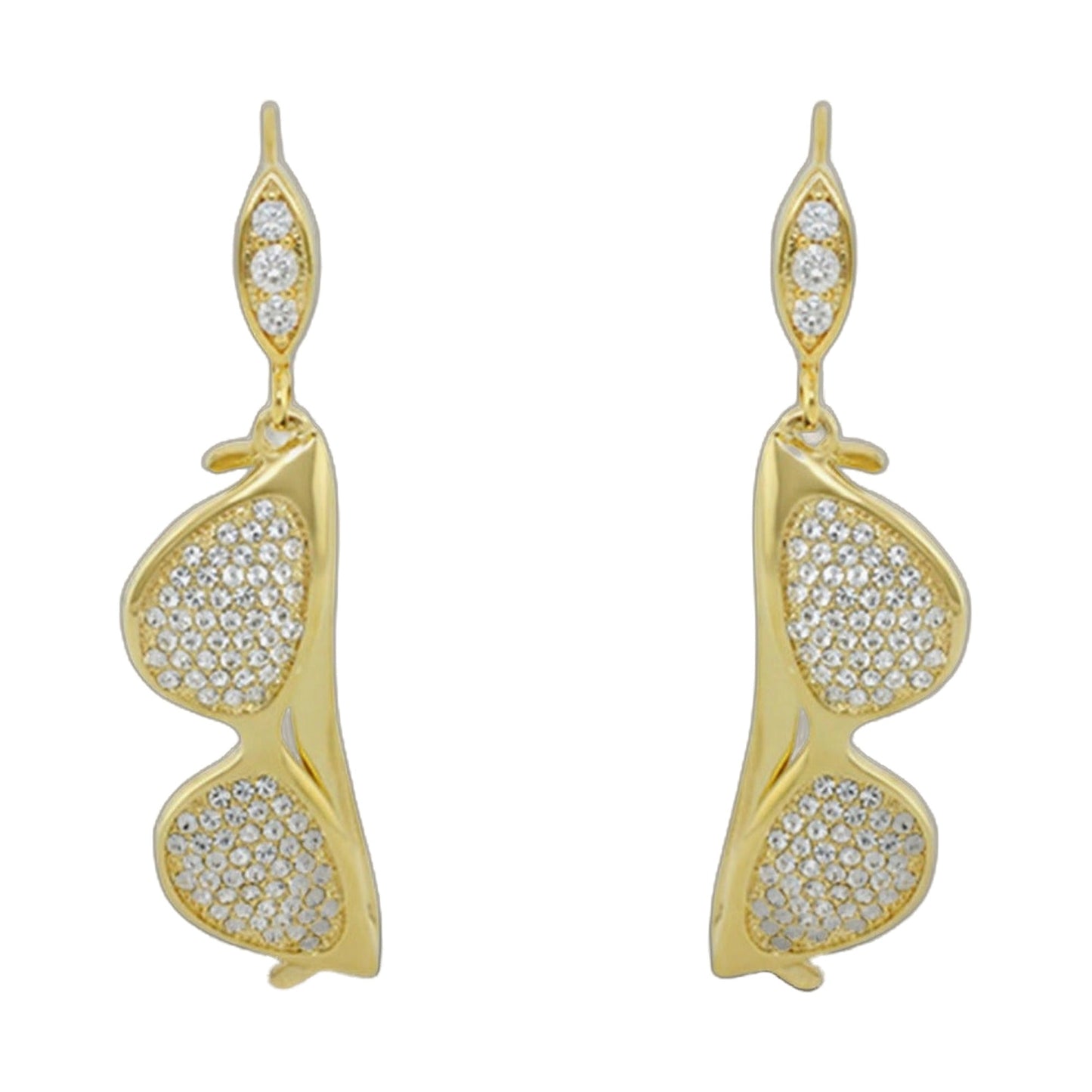 Eau Sunglasses Earrings gold-tone leaf drop with pavé crystals by Lauren G Adams, set of 2 on Tampa Home & Garden Store