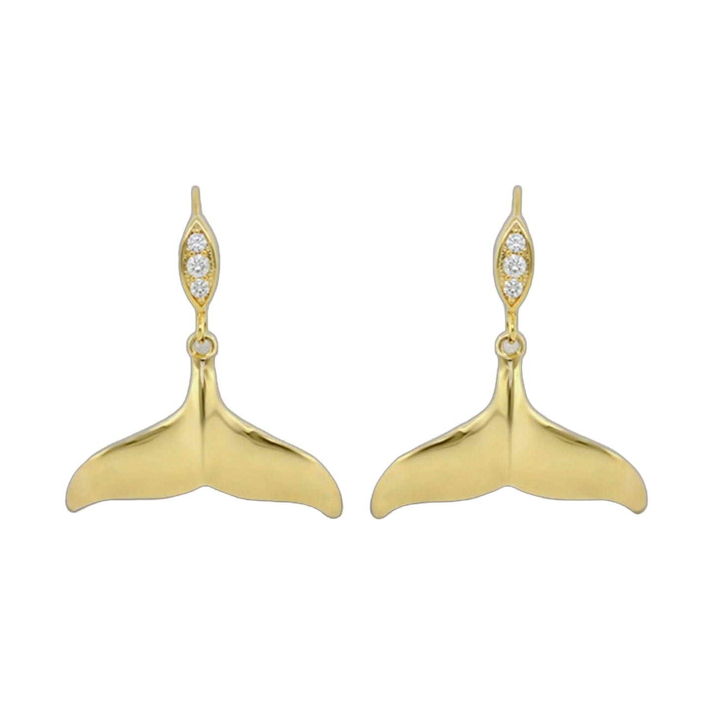 Eau Whale Tail Earrings, gold-tone with diamond accents, 2 earrings, by Lauren G Adams on Tampa Home & Garden Store