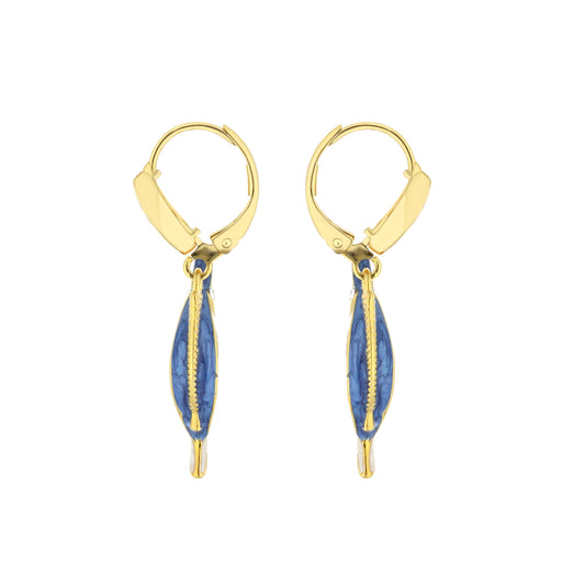 Eau Swordfish Earrings by Lauren G Adams pair of gold-tone hoops with blue enamel pendants on Tampa Home & Garden Store