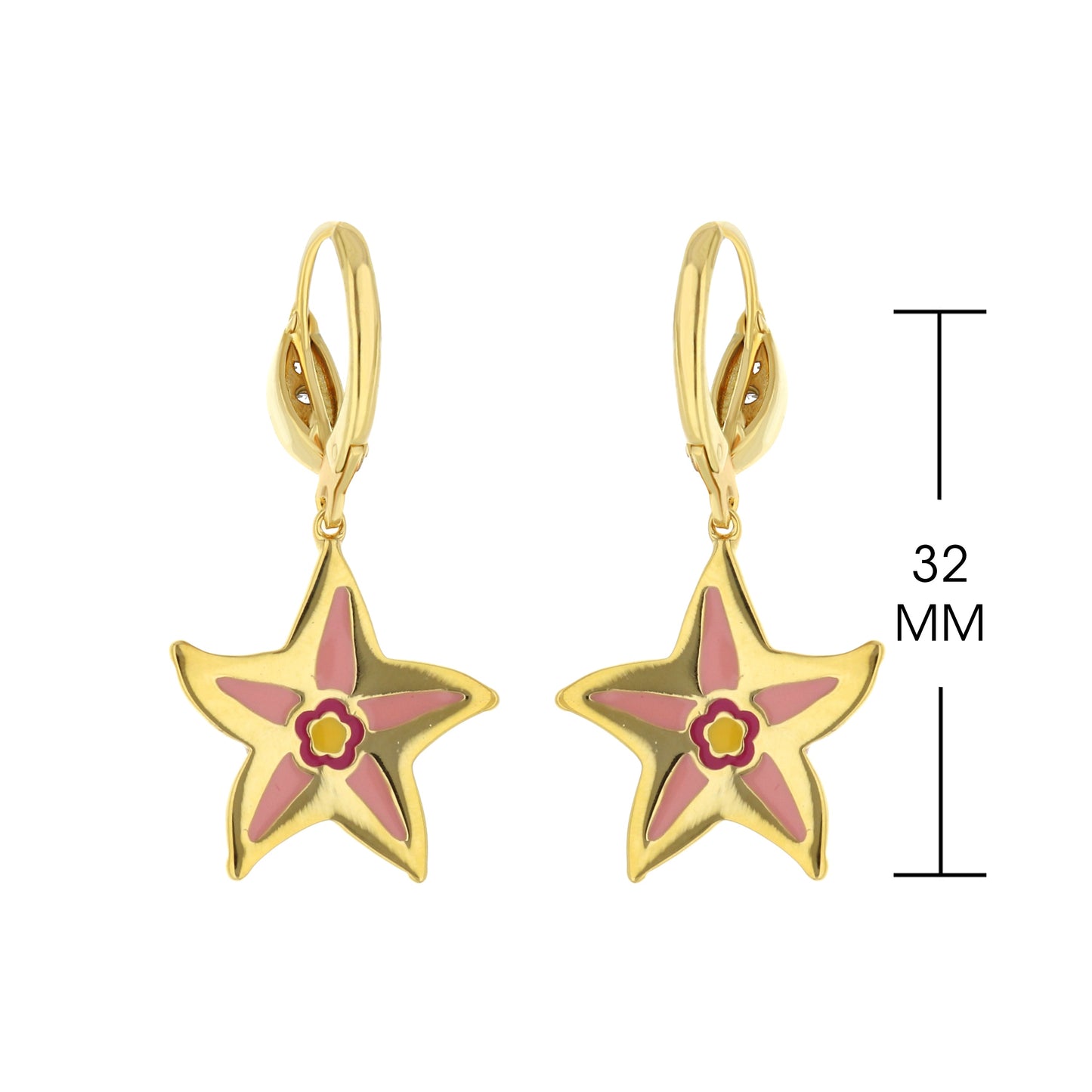 Eau Starfish earrings pair gold-tone hoops with pink enamel starfish charms by Lauren G Adams on Tampa Home & Garden Store