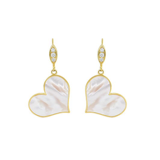 Eau Heart Earrings gold-tone drops with mother-of-pearl heart pendants by Lauren G Adams on Tampa Home & Garden Store