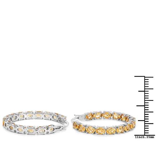 Earrings: citrine hoop pair in .925 sterling silver and gold-tone, 4.80 ct total by Bids.com on Tampa Home & Garden Store
