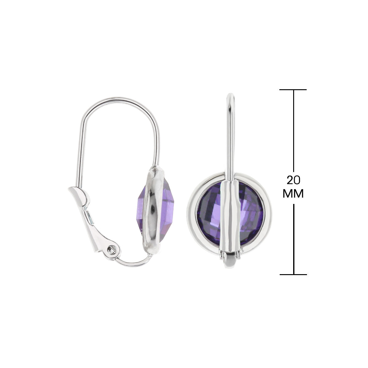 February Birthstone Color Earrings by Lauren G Adams, silver leverback purple amethyst, 20mm on Tampa Home & Garden Store