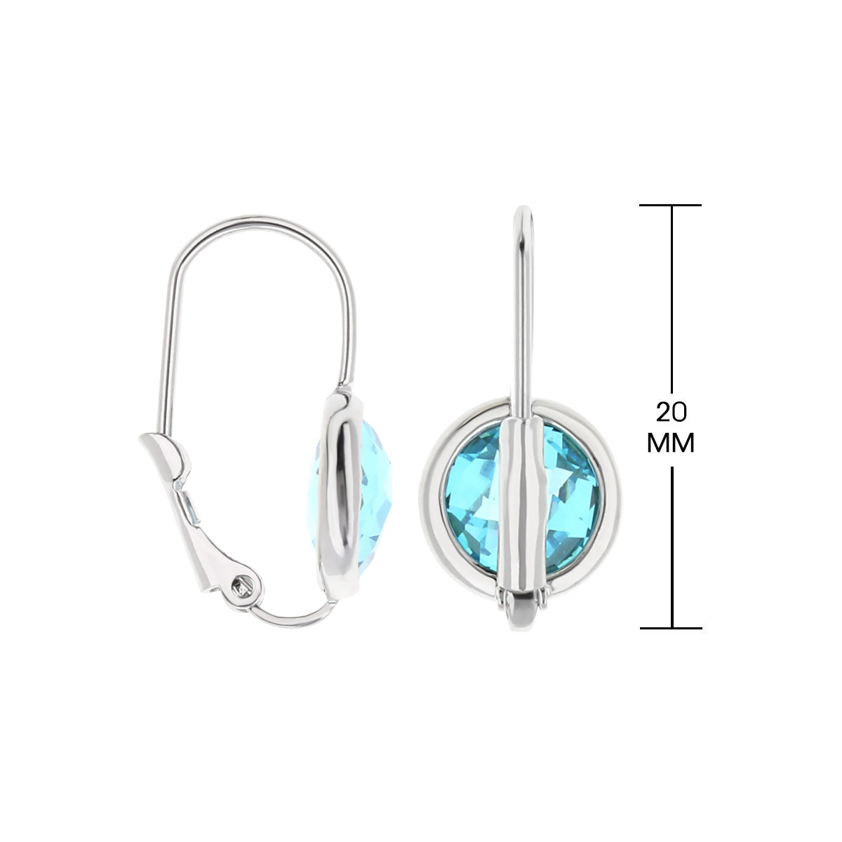 March Birthstone Color Earrings, silver lever-back pair with blue crystals by Lauren G Adams on Tampa Home & Garden Store
