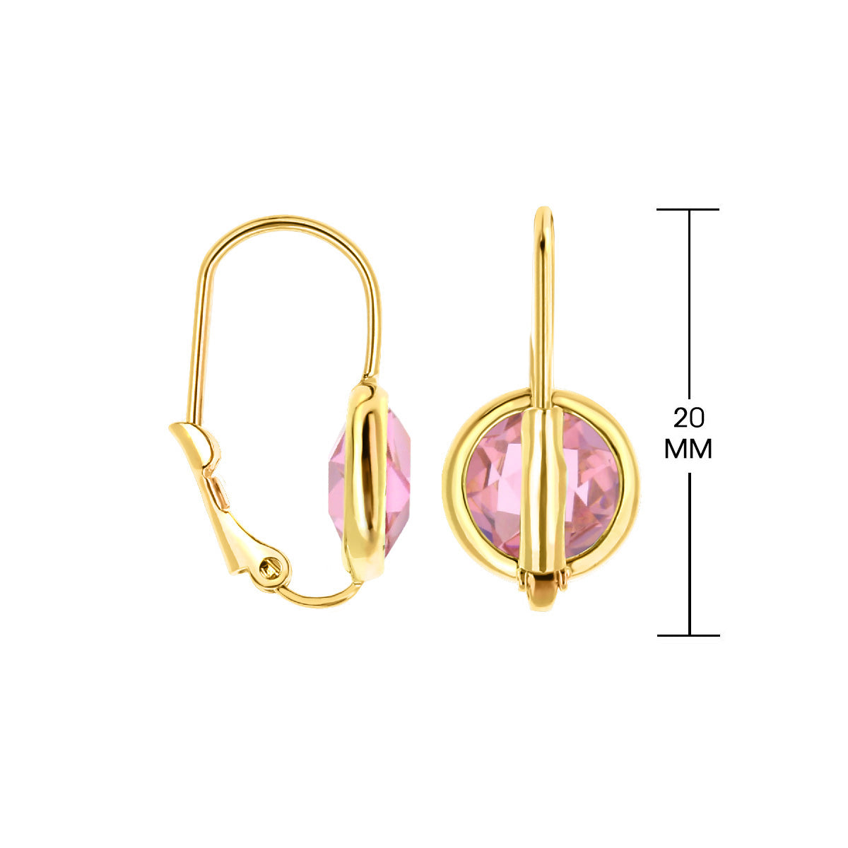 October Birthstone Color Earrings, gold-tone hoops with pink faceted stone, Lauren G Adams pair on Tampa Home & Garden Store