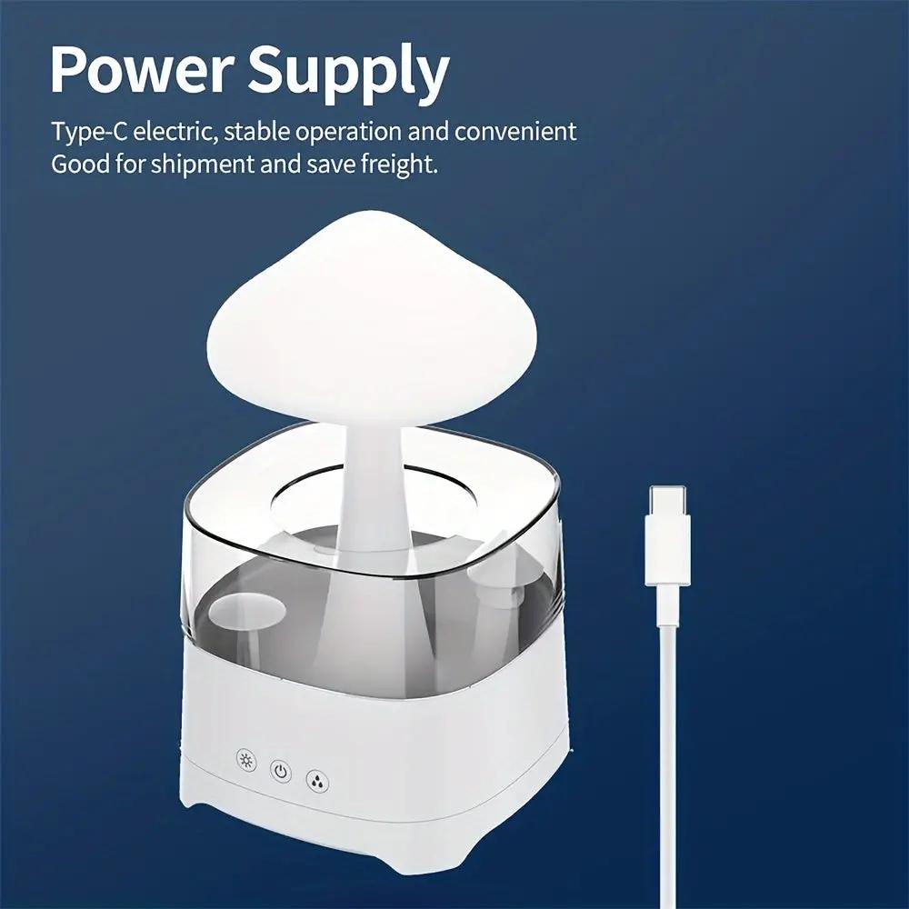 Rain Cloud Humidifier with 7-color diffuser and remote, white compact design on Tampa Home & Garden Store