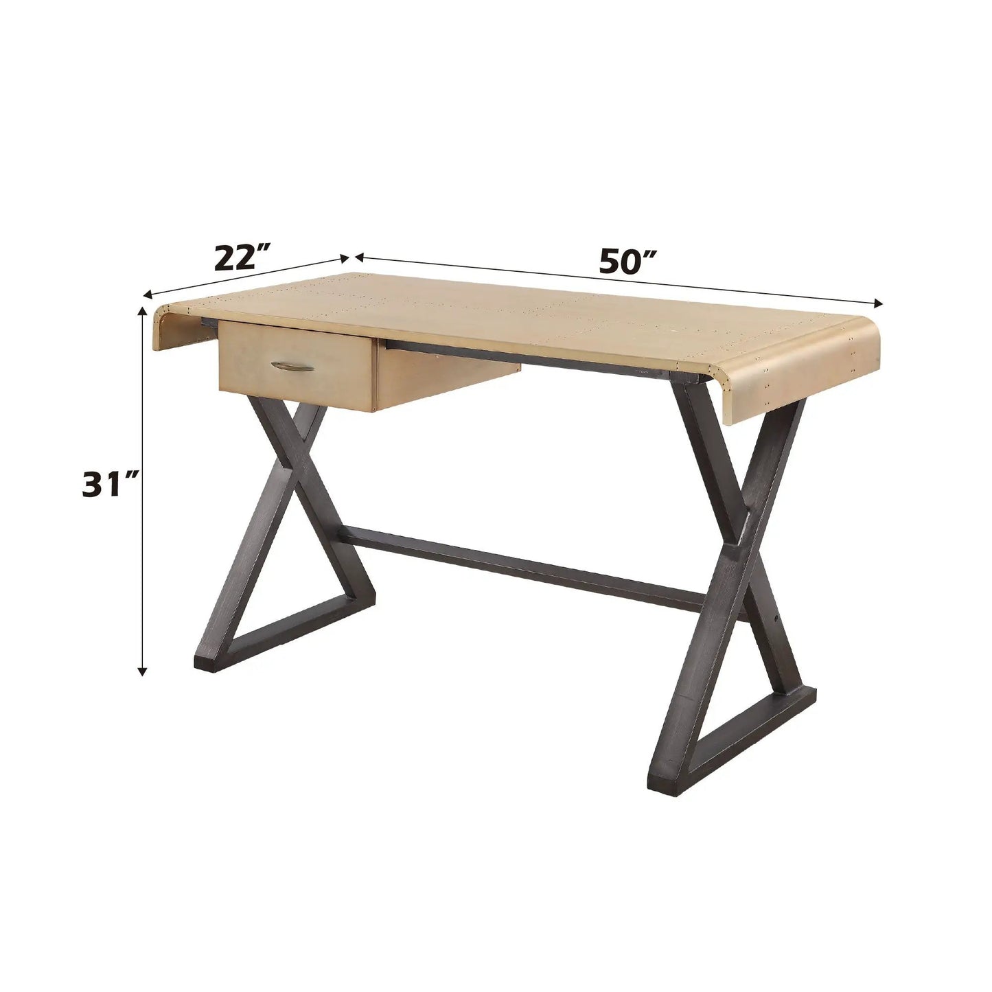 Danton Aluminum Top Grain Leather Desk Gold