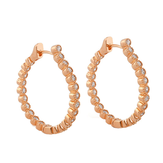 Socialite Earring hoops rose gold pavé diamonds Lauren G Adams pair on Tampa Home & Garden Store