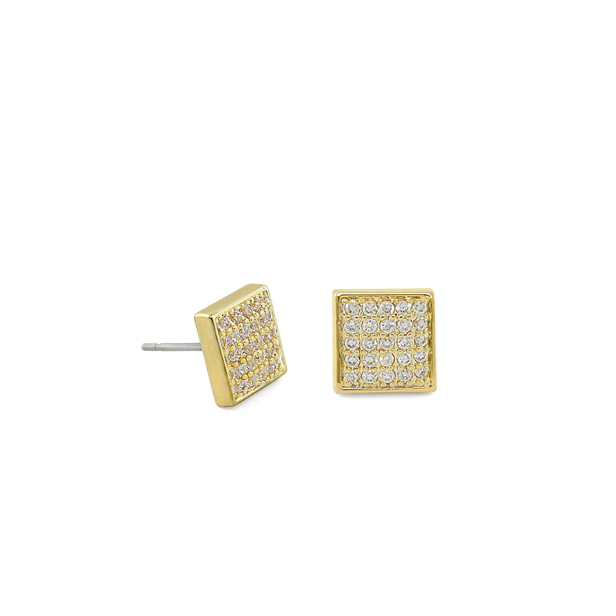 Open Arms Pave square gold-tone stud earrings by Lauren G Adams with pavé crystals, 2 pcs on Tampa Home & Garden Store