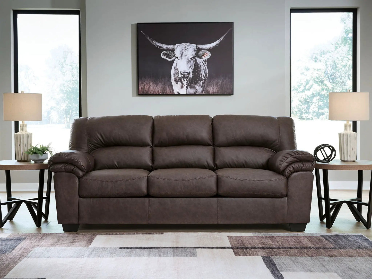 WillowBend sofa, brown leather stationary sofa by Unique Piece Furniture on Tampa Home & Garden Store
