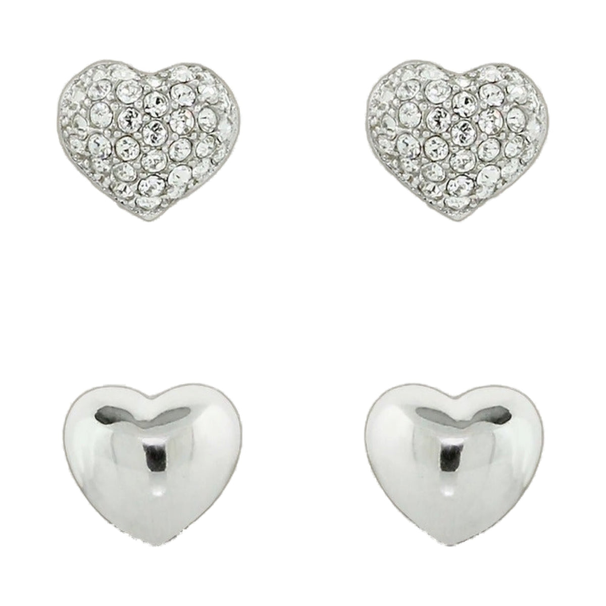 Sydney Leigh Heart Earrings set of 2 by Lauren G Adams, silver pavé crystal hearts on Tampa Home & Garden Store