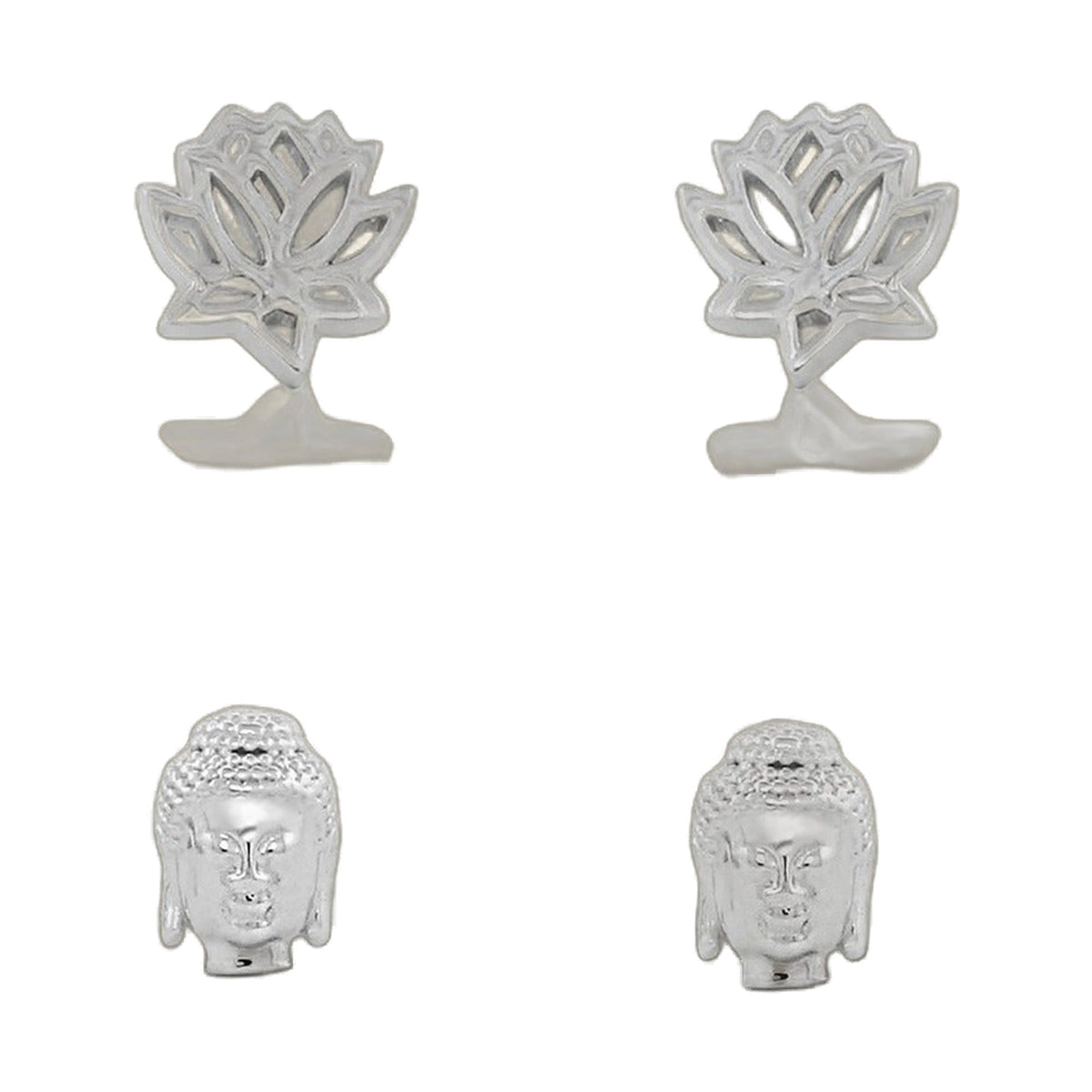 Buddha & Lotus Flower Earrings set of 2 by Lauren G Adams, lotus studs with Buddha head charms on Tampa Home & Garden Store