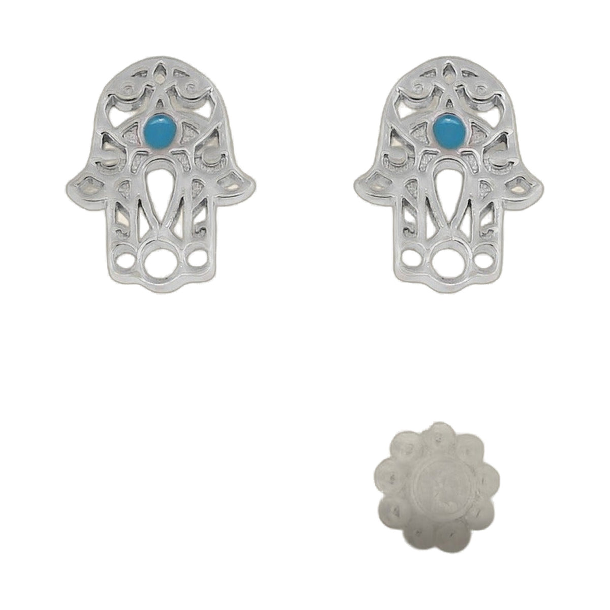 Sydney Leigh Hamsa Earrings set of 2 in silver-tone metal with turquoise cabochons on Tampa Home & Garden Store
