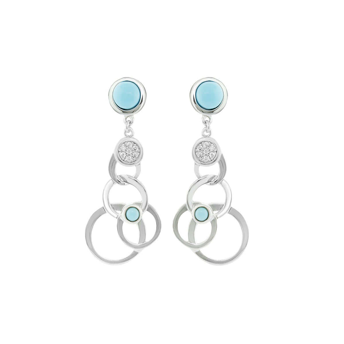 Eclipse chandelier earrings by Lauren G Adams in silver with turquoise accents on Tampa Home & Garden Store